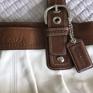 EUC Coach purse White & Cognac Leather